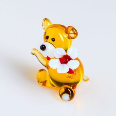 Сувенир из стекла "Мишка с ромашкой"