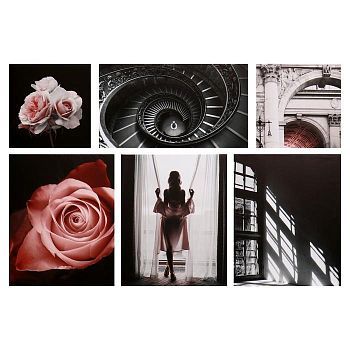 Модульная картина "Девушка в розовом" 114х70 см (30х30, 30х30, 38х47, 38х47, 38х47, 54х30) 114х70 см