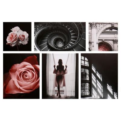 Модульная картина "Девушка в розовом" 114х70 см (30х30, 30х30, 38х47, 38х47, 38х47, 54х30) 114х70 см