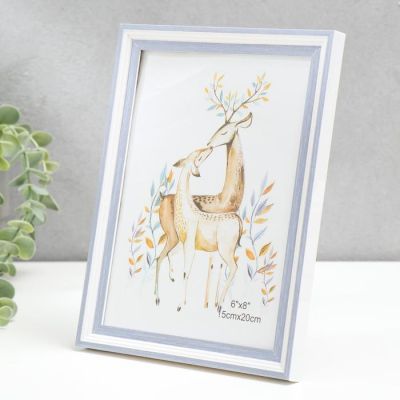 Фоторамка пластик 15х20 см "Белая с сиренью" 22,5х17,5 см