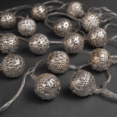 Гирлянда «Нить» 4 м с насадками «Шарик с узором», IP20, прозрачная нить, 20 LED, свечение белое, 8 режимов, 220 В