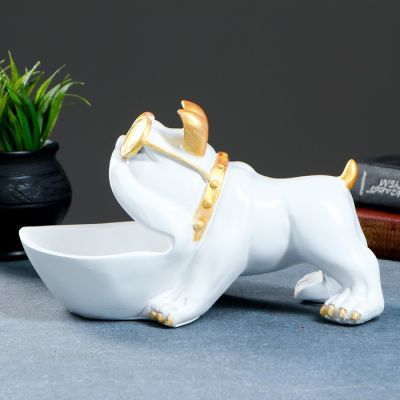 Шкатулка для мелочей "Бульдог" белый 16х27см