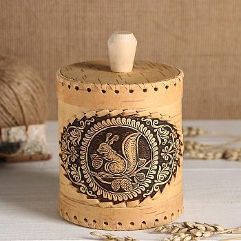 Туес "Белка", береста , 10х10х12 см