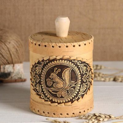 Туес "Белка", береста , 10х10х12 см