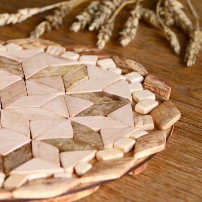 Подставка под горячее «Мозаика из ромбов», D=20 см, разные породы деревьев