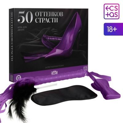 Игра для двоих «50 оттенков страсти. Запретная фантазия», 5 в 1 (30 карт, плётка, перо, лента, маска), 18+