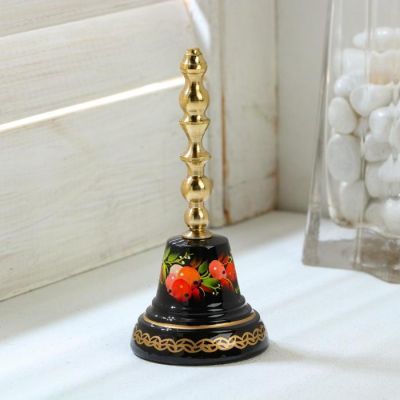 Колокольчик Валдайский "№3. Ягоды", расписной, с длинной ручкой, d=40 мм