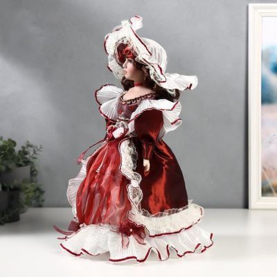 Кукла коллекционная керамика "Алёна в платье бордо" 40 см