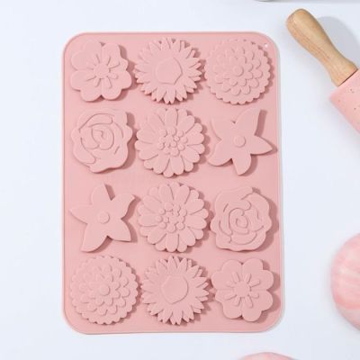 Форма для выпечки Доляна «Цветочная поляна», 12 ячеек, 22,5×16,5×0,5 см, цвет МИКС