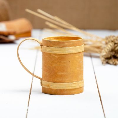 Кружка средняя, 6 × 6 × 7,5 см, береста