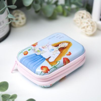 Шкатулка металл на молнии "Девушка с маками" 9х6,5х3,3 см