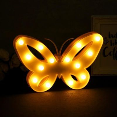 Ночник пластик от батареек 2АА "Бабочка" МИКС 17х25,8х2,8 см