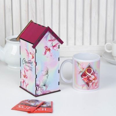 Подарочный набор "С 8 марта", чайный домик, кружка, 21 х 20,5 х 9 см