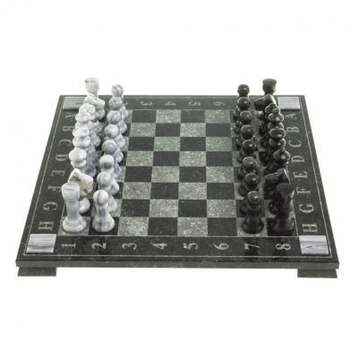 Шахматы из камня "Турнирные", доска 36х36 см (змеевик, мрамор)