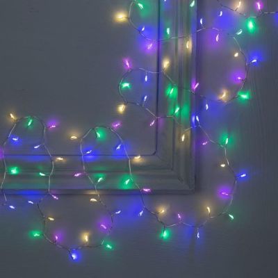 Гирлянда «Мишура» 2 м роса, IP20, серебристая нить, 100 LED, свечение мульти, USB