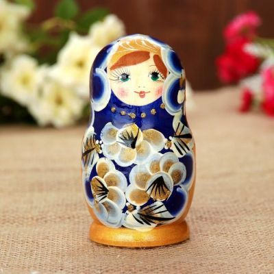 Матрёшка «Марина», синее платье, 3 кукольная. 10 см