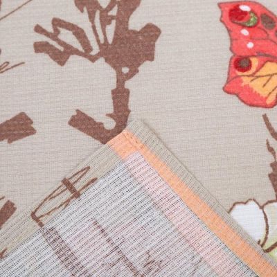 Полотенце вафельное "Красные и белые цветы" 35х60 см, песочный, 160 гр/м, хл,