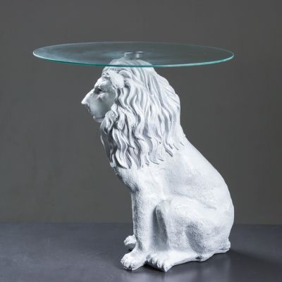 Подставка - стол "Лев сидя" белый 60см ПОЛИСТОУН