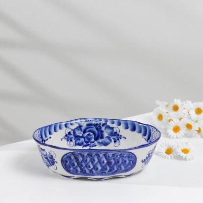 Салатник «Великан», 19×25×7 см, гжель