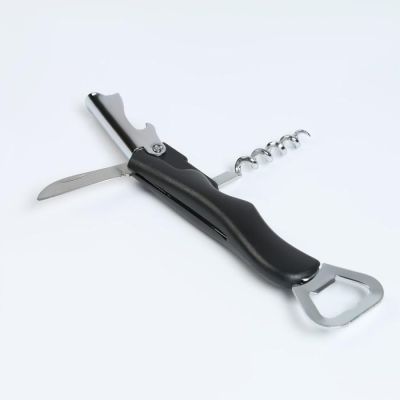 Подарочный набор 4 в 1 "Хаки": фляжка 270 мл, нож сомелье, 2 рюмки, 17х23 см, микс