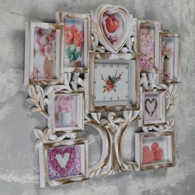 Часы настенные+9 фоторамок, серия: Фото, "Семейное дерево", плавный ход, 22х18см 1АА, 65х51.5см 5205