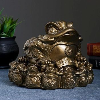 Копилка "Жаба фэн-шуй" 18х18см бронза