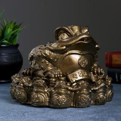 Копилка "Жаба фэн-шуй" 18х18см бронза