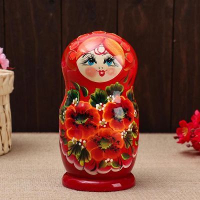 Матрёшка 5-ти кукольная "Ира" маки , 17-18см, ручная роспись.