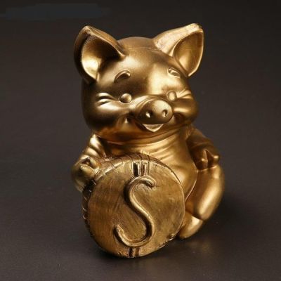 Копилка под золото "Поросенок с долларом" (18 см)