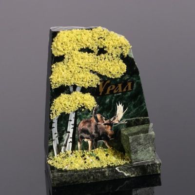 Сувенир-скол "Лось", змеевик, каменная крошка, малый