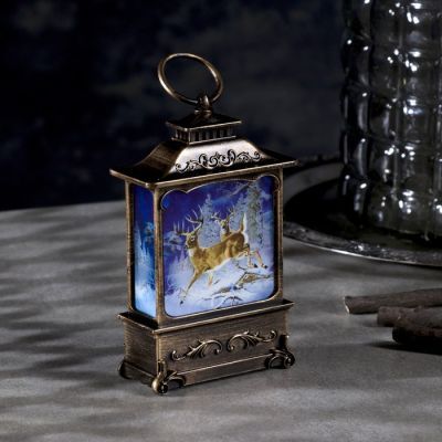 Светодиодная фигура «Олени в лесу» 7.6 × 13.5 × 3.2 см, пластик, батарейки AG13х3, свечение тёплое белое