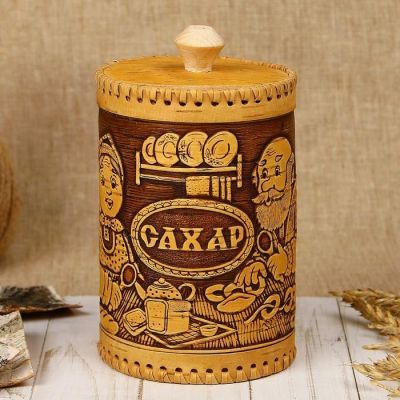 Туес «Дедушка и бабушка», сахар,10х17,5 см, береста