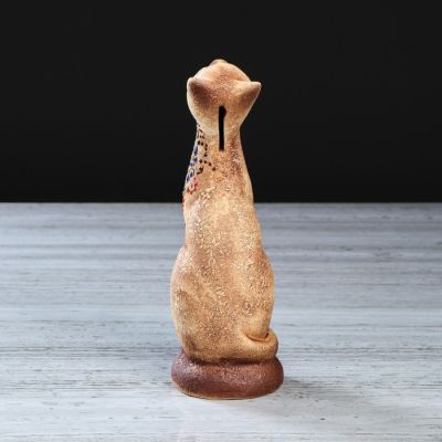 Копилка "Кися", под шамот, коричневая, 24 см