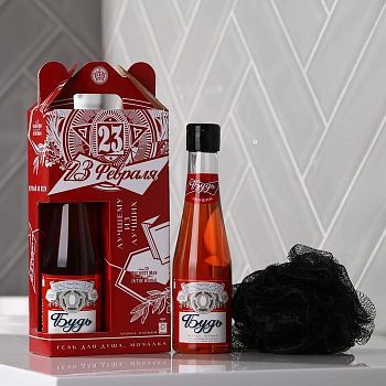 Набор пивной «23 Февраля» гель для душа 250 мл аромат мужского парфюма, мочалка