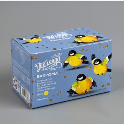 Гирлянда «Бахрома» 3 × 0.5 м, IP20, тёмная нить, 80 LED, свечение жёлтое, 8 режимов, 220 В