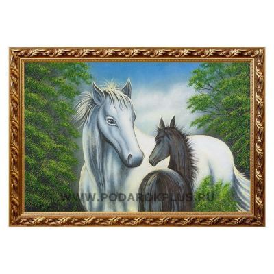 Картина "Лошадь с жеребенком" багет №178 (40х60 см)