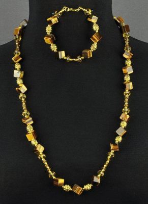 Авторский комплект Тигровый глаз, хрусталь "Тигрица" арт.КР-150