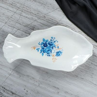 Тарелка "Рыбка", белая, с деколью, 22 см, микс