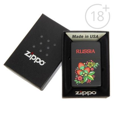 Зажигалка ZIPPO 218 RUSSIAN KHOKHLOMA с покрытием Black Matte