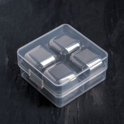 Набор камней для виски 2,5х2,5 см, нержавеющая сталь, 4 шт