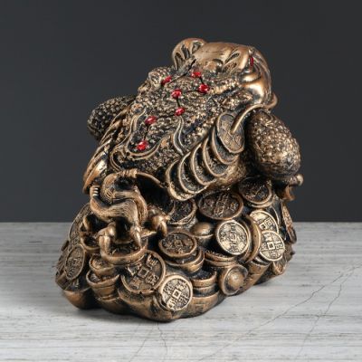 Копилка "Жаба", глянец, бронзовый цвет, 17 см