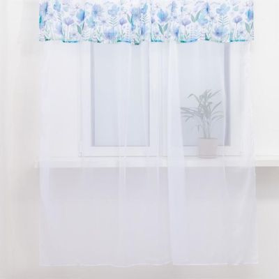 Тюль с подхватом и ламбрекеном Этель "Незабудки" 250х200см, 100% п/э