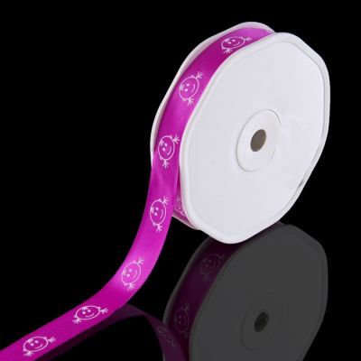 Лента атласная "Девочка", фуксия