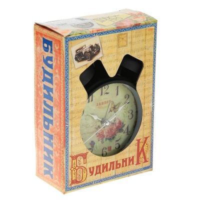 Будильник "Жанетт", d=11.5 см, черный микс