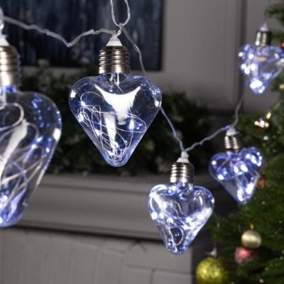 Гирлянда "Нить" 3 м с насадками "Лампочки сердца", IP20, прозрачная нить, 80 LED, свечение белое, 8 режимов, 220 В