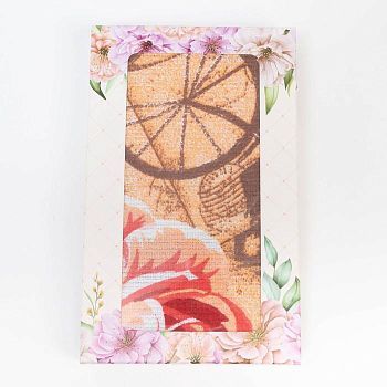 Полотенце вафельное в коробке "Почтовые марки" 35х60 см,, 160 гр/м, хл,