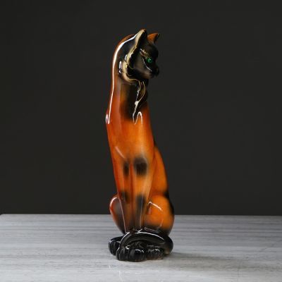 Копилка "Кошка Сиамская", глазурь, коричневая, 42 см