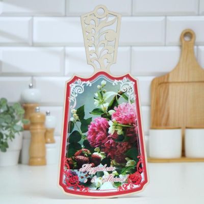 Доска разделочная "Поздравляю с 8 марта!", дерево, лакированная, 17,5х37 см