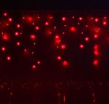 Гирлянда уличная "Бахрома" (Ш:3 м, В:0,6 м, нить белая, красный)