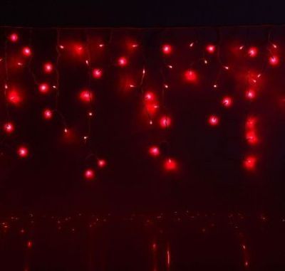 Гирлянда уличная "Бахрома" (Ш:3 м, В:0,6 м, нить белая, красный)